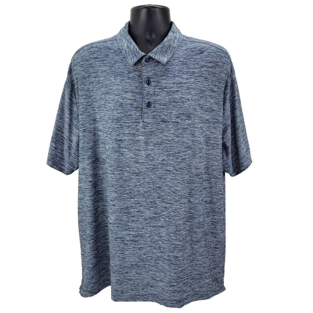 Under Armour Polo Shirt Men’s 2XL Blue HeatGear Golf Performance‎ Short Sleeve